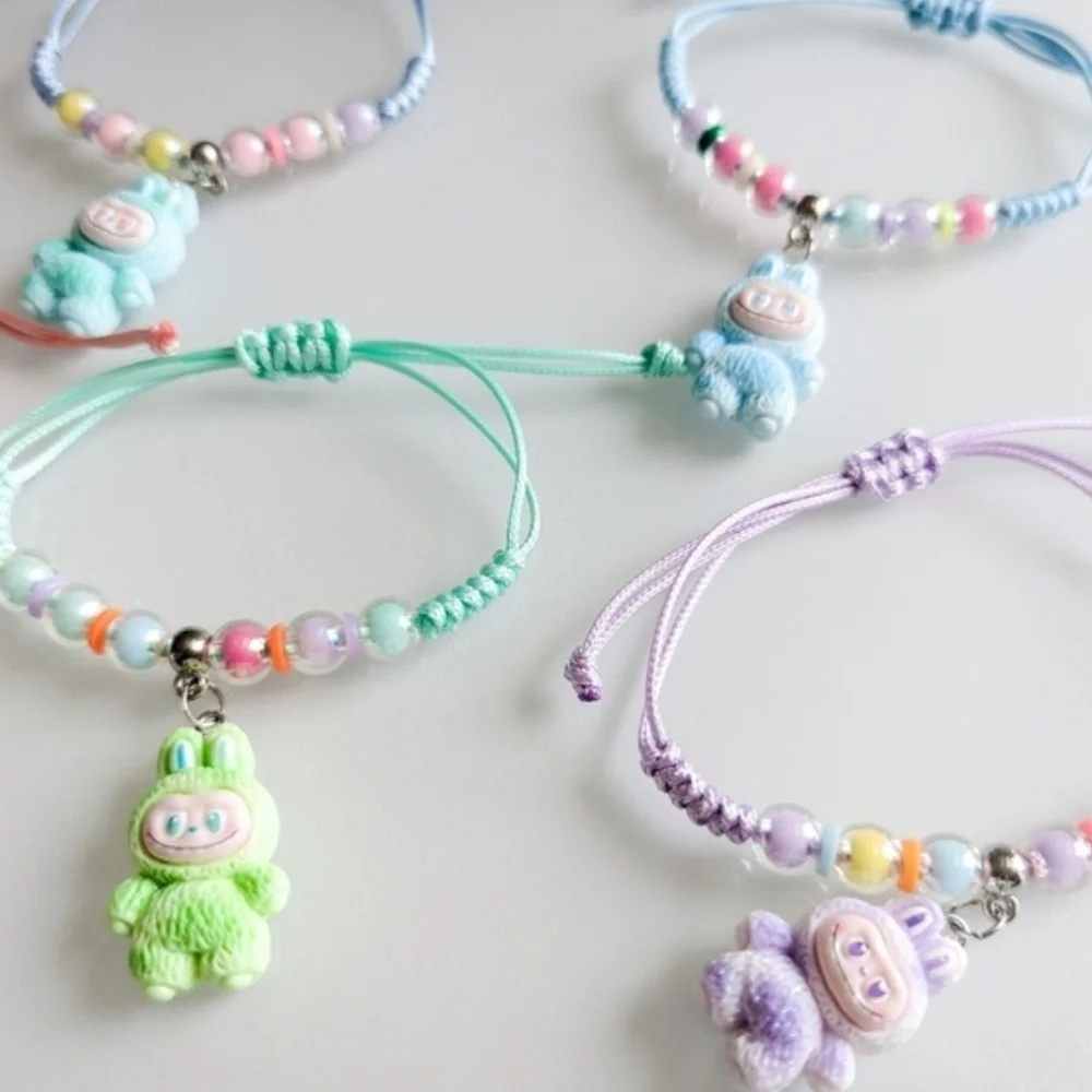 Labubu-Inspired Macramé Bracelet Mint & Seafoam